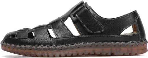 Vista 5 de Shaire Sandalias de hombre Zapatos de playa con punta cerrada de cuero al aire libre 99008negro
