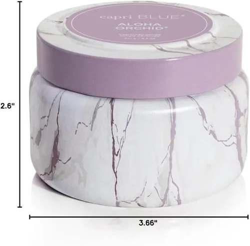 Vista 8 de Capri Blue Velas de Viaje en Lata con Estampado de Mármol Moderno - Velas Decorativas de Lujo Perfumadas para el Hogar - Mezcla de Cera de Soja