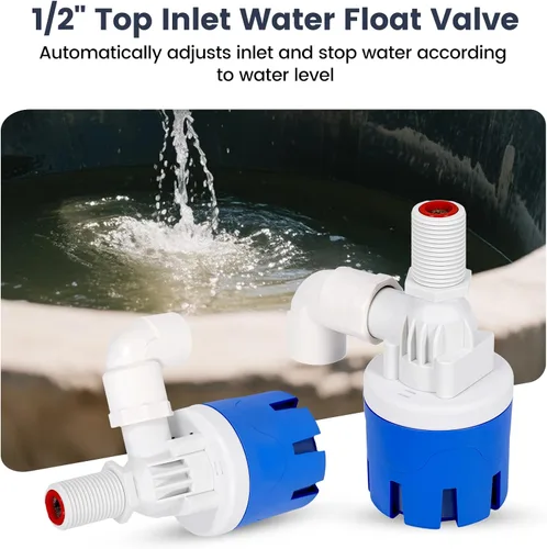Vista 2 de Válvula automática de control de nivel de agua de entrada superior de 1/2" 2PC Válvula de flotador de agua auto para el tanque de agua de ganado