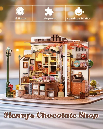 Vista 2 de Rolife Henry's Chocolate Shop Kit de casa de muñecas en miniatura