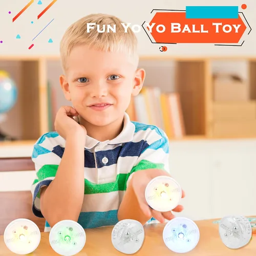 Vista 6 de 15 piezas de bola Yo Yo con luz LED transparente, bola sensible de plástico sensible para principiantes, cumpleaños, Navidad, relleno de calcetines