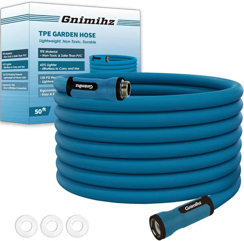 Vista 2 de Manguera de jardín de 3 pies, hecha de TPE (mejor que el PVC), manguera de agua ligera pero duradera con accesorios giratorios ergonómicos