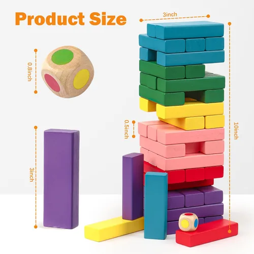 Vista 6 de Juego de mesa de bloques de madera para niños, 48 piezas