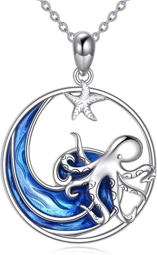 Vista 8 de AXELUNA Collar de plata de ley con ondas oceánicas para mujeres, niñas, madre y esposa Collar de brújula