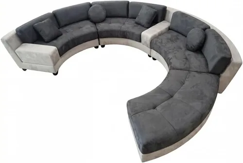 Vista 8 de Stendmar Juego de sofá seccional curvado de tela de microfibra redonda semicircular de 160 pulgadas S606 (microfibra, beige)