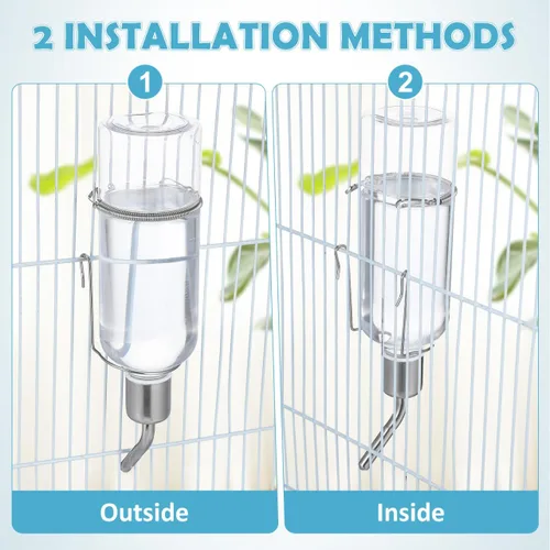 Vista 6 de Angoily Botella de agua colgante de 2.75 onzas, dispensador automático de agua para mascotas para animales pequeños, conejo, gato, pájaro