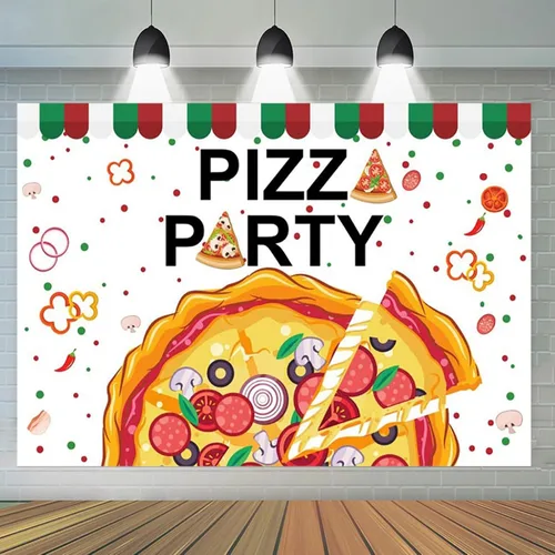 Vista 2 de Fondo de fotografía para fiesta de pizza, fondo de fotos con tema de cocina, para niños y niñas, cumpleaños, recién nacido, baby shower, decoración