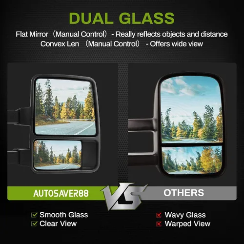 Vista 4 de AUTOSAVER88 Espejos de remolque compatibles con Ford F250 F350 F450 F550 Super Duty 2008-2016, con luz de giro de humo, calefacción eléctrica