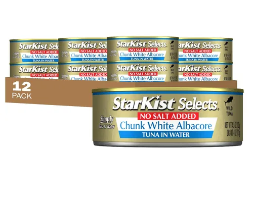 Vista 12 de StarKist Selecciona trozos de atún blanco blanco sin sal añadida en agua, lata de 4.5 onzas