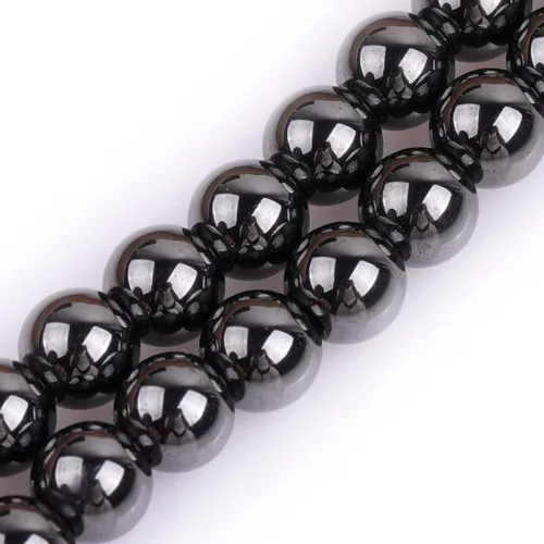 Vista 11 de GEM-Inside - Cuentas redondas sueltas de hematita negra natural de 0.079 pulgadas para hacer joyas, 15 pulgadas