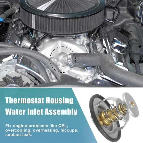 Vista 3 de X AUTOHAUX Reemplazo del termostato del refrigerante del motor 52028898AE para Chrysler 300 2005-2023 goma de aluminio 1 unids
