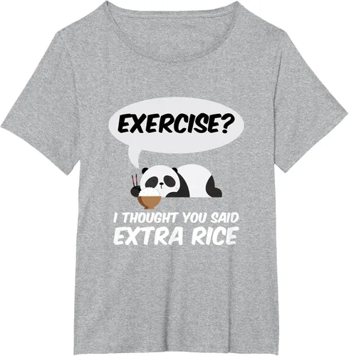 Vista 97 de ¿Ejercicio? I Thought You Said Extra Rice Panda Gift T-Shirt, Negro, S