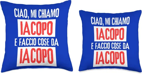 Vista 3 de Iacopo Idea Regalo Personalizzata con Nome Ciao Sono Faccio Cose Da Iacopo Personalizzato - Almohada personalizada, 18 x 18 pulgadas, multicolor