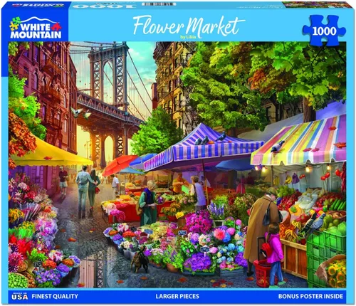 Vista 2 de White Mountain Puzzles Flower Market Puzzle, 1 EA