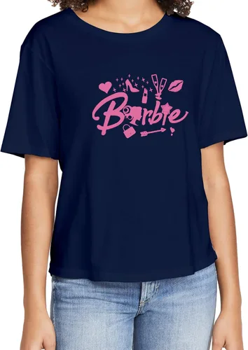 Vista 3 de Camiseta de manga corta para mujer, con estampado de caricaturas, con estampado de caricaturas, color rosa, casual, para fiestas