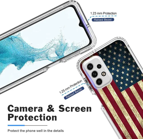 Vista 2 de Funda para Samsung Galaxy A23 SM-A235M con protector de pantalla de vidrio templado, cuerpo completo, diseño floral, a prueba de golpes, funda