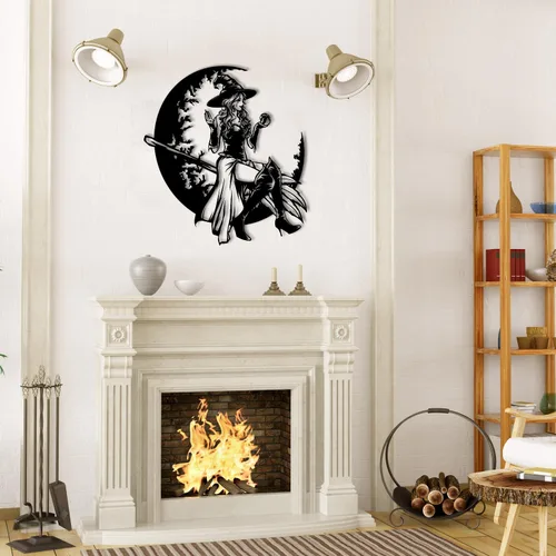 Vista 6 de Decoración metálica de pared con texto en inglés «Happy Halloween» (12 pulgadas)