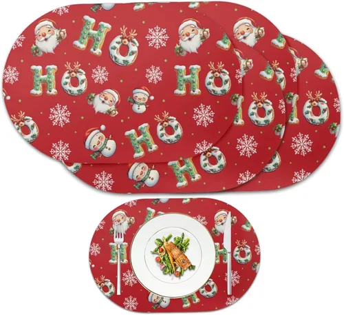 Vista 13 de Blue Flower Dining Table Mats Set of 2 Hummingbird Heat Resistant Placemats Washable and Wipeable Non Slip Place Mat, Waterproof Modern Dining Table