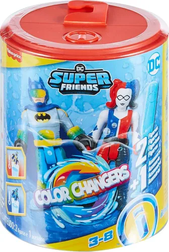 Vista 6 de Fisher-Price Imaginext DC Super Friends, juguetes de Batman, juego de figuras de 3 piezas con Harley Quinn que cambian de color para niños en edad