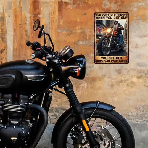Vista 7 de GLOBLELAND Letrero de metal vintage de metal para motocicleta de 12 x 8 pulgadas con texto inspirador retro con texto inspirador para pared