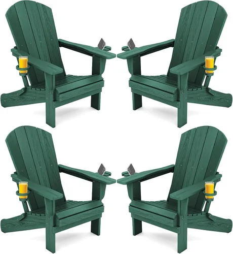 Vista 24 de SERWALL Silla Adirondack plegable, Silla Adirondack HDPE con textura de madera - gris