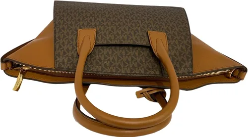 Vista 4 de Michael Kors Avril - Bolso bandolera grande con cremallera superior, color marrón, Marrón Mk/Oro