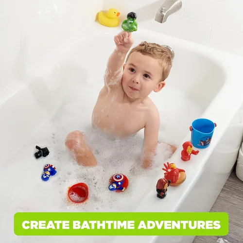 Vista 4 de Marvel Avengers - Juego de juguetes de baño de 10 piezas, juguetes de baño para niños