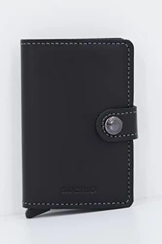 Vista 4 de Mini monedero Secrid de cuero negro genuino con protección RFIDcon un solo clic todas las tarjetas se deslizan gradualmente