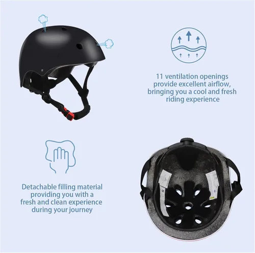 Vista 2 de Casco de bicicleta ajustable con gradiente de color para niños con set de rodilleras y coderas Equipo de seguridad multideporte para niños y niñas