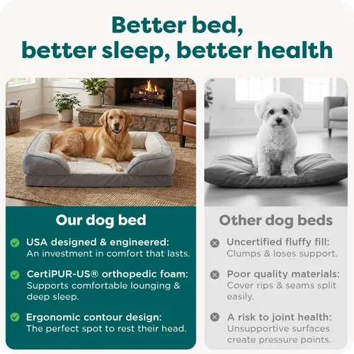 Vista 7 de Furhaven Cama de espuma viscoelástica para perros grandes con refuerzos extraíbles y funda lavable, para perros de hasta 95 libras - Sofá de Gris