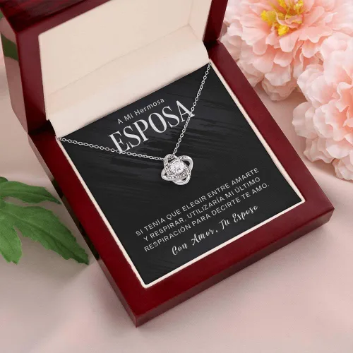 Vista 4 de Collar de regalo para mi esposa - Regalo para mi esposa especial, collares de promesa es para siempre, regalo para mi esposa, mi alma gemela