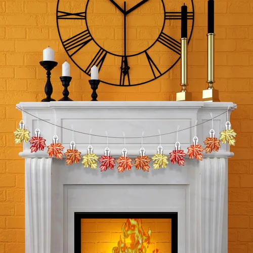 Vista 7 de WILLBOND 36 piezas de adornos de Acción de Gracias para árbol pequeño, decoración de árbol de Acción de Gracias, hoja de arce, adornos colgantes