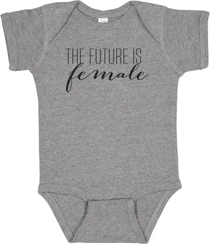 Vista 2 de Body de bebé con texto en inglés "The Future Is Female Baby" Linda chica feminista tía poderosa ropa de bebé, mameluco para anuncio