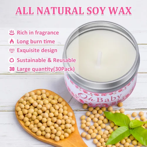 Vista 3 de VISCOO Paquete de 30 Velas de Recuerdos para Baby Shower con Aroma a Lavanda, Recuerdos de Baby Shower para Invitados Premios, Regalos