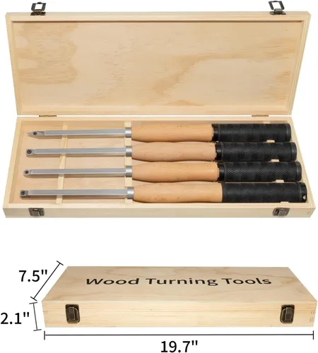 Vista 6 de Kit de herramientas de torneado para torno de madera con punta de carburo de tamaño completo de 18.3", herramienta de desbaste y acabado de torno