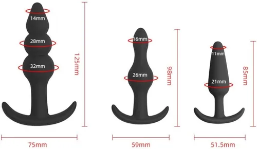 Vista 2 de ERUN Tapón anal de silicona con cuentas de tapón anal, paquete de 3 tapones anales, juego de entrenamiento desde principiantes hasta jugadores