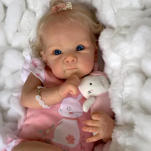 Vista 2 de iCradle Preciosa muñeca de bebé Reborn de 18 pulgadas, cuerpo suave, de silicona, realista, muñeca recién nacida, juguete para niños a partir de 3