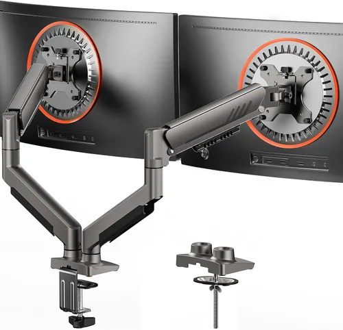 Vista 11 de ErGear Brazo de monitor doble, soporte de monitor ajustable completo para pantallas de 13 a 32 pulgadas, soporte de monitor de computadora