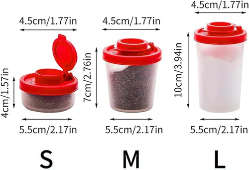 Vista 2 de Cocteleras de condimentos para alimentos, prácticas y versátiles, tapas herméticas de plástico transparente, sin BPA, recipientes de especias