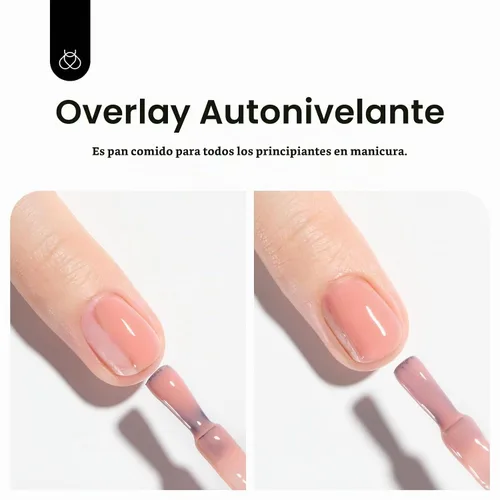 Vista 3 de Beetles - Esmalte de uñas en gel base color nude, 15 ml, base de goma 5 en 1, marrón neutro claro, punta francesa, esmalte de uñas en gel Base