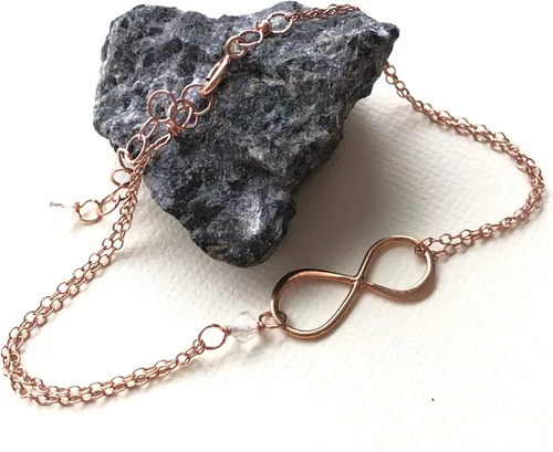 Vista 55 de Pulsera con dije de infinito con piedra natal, joyería hecha a mano, regalo para ella