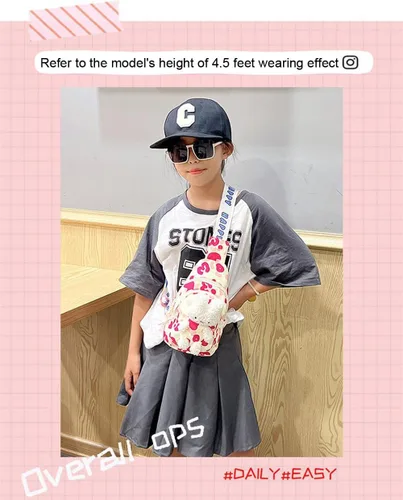 Vista 5 de Hiflyer Mochila bandolera para niños, mini bolso cruzado Kawaii para el pecho para niñas de viaje, Rosado, Pequeño, Mochilas Sling