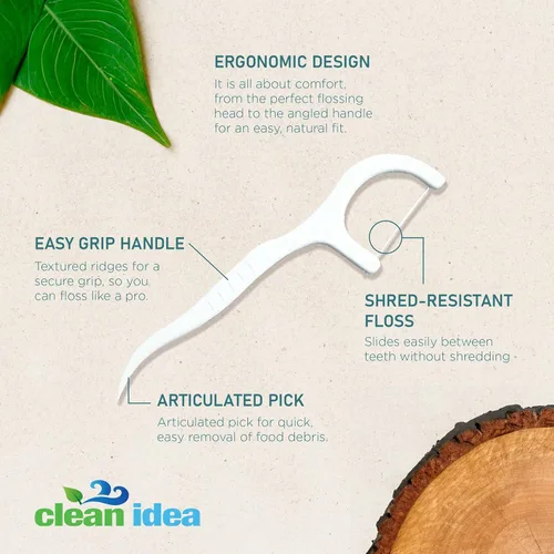 Vista 2 de EcoFlossers - 300 unidades de hilo dental ecológico para adultos y niños, palillos de hilo dental para uso diario, palillos de hilo dental fáciles