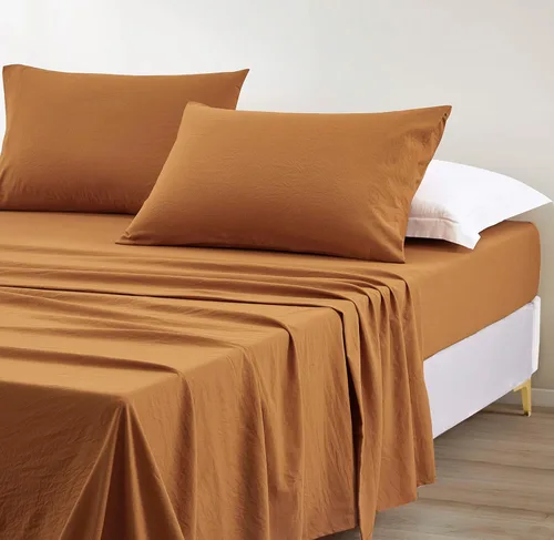 Vista 14 de Chezmoi Collection Juego de sábanas y fundas de almohada de tamaño individual lavado a piedra, 3 piezas, extra suave, transpirable, resistente a