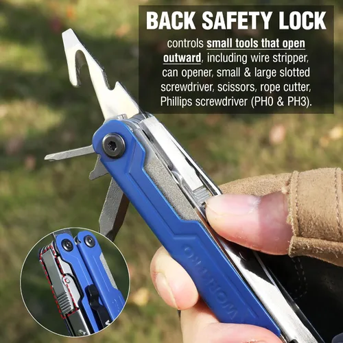 Vista 4 de WORKPRO Multiherramienta con cuchillo de bolsillo, regalo de cumpleaños para hombres, papá, padre, marido, alicates de acero inoxidable 18 en 1