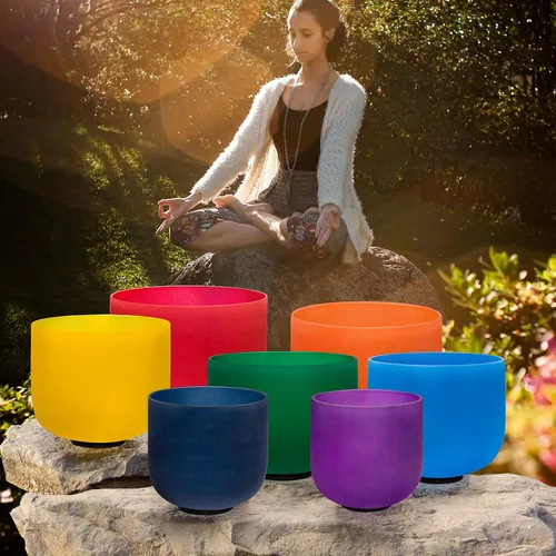 Vista 3 de TOPFUND Juego de 7 cuencos cantantes de cristal de 6 a 10 pulgadas de 432 Hz con fundas de transporte y mazos de cuenco para cantar