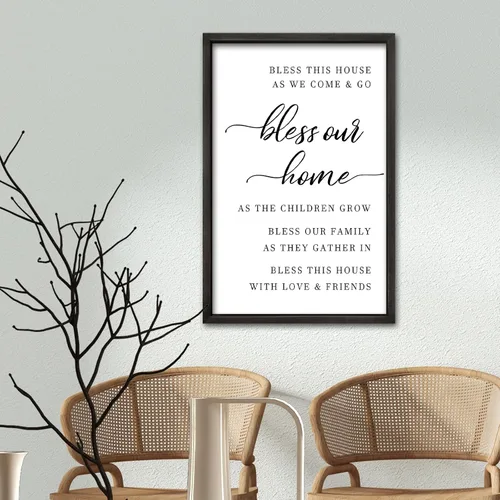 Vista 6 de comurdyo Bless This Home Decoración de Pared 16" × 11" Moderno Rústico Casa de Campo Inspirador Bendición Dulce Familia Cita Cartel