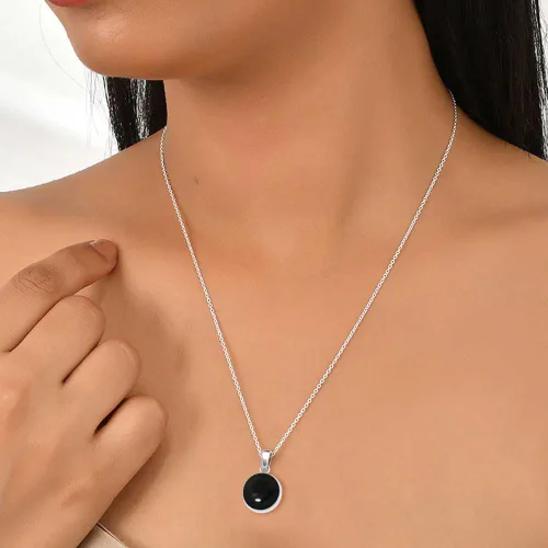 Vista 3 de JEWELOPORIUM 99520_P - Colgante de plata de ley 925 para mujer, 0.47 pulgadas, piedra preciosa redonda, hecha a mano, para regalo (99520_P)