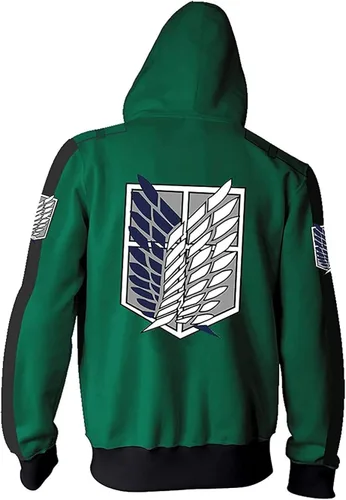 Vista 2 de Attack on Titan Sudadera con capucha unisex de collage para disfraz de cosplay