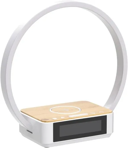 Vista 7 de WILIT Lámpara de mesita de noche con reloj despertador, lámpara táctil con cargador inalámbrico, luz nocturna para dormitorio, luz de despertar